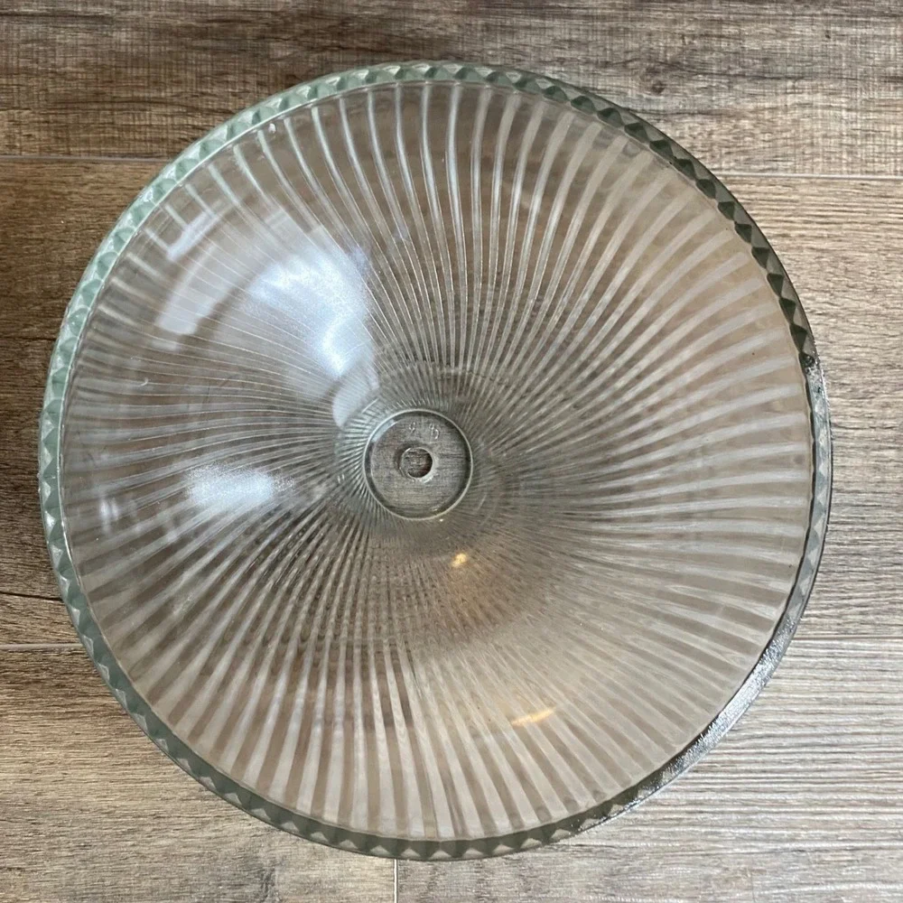 Vintage Clear Ribbed Glass Swirl Lamp Shade Art Deco MCM Replacement 10 Inch